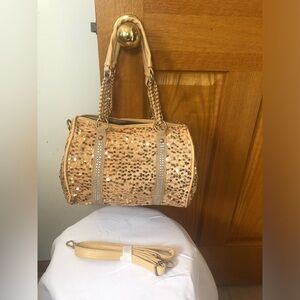 Sequin Barrel Shoulder Bag in Champagne - Women Bags